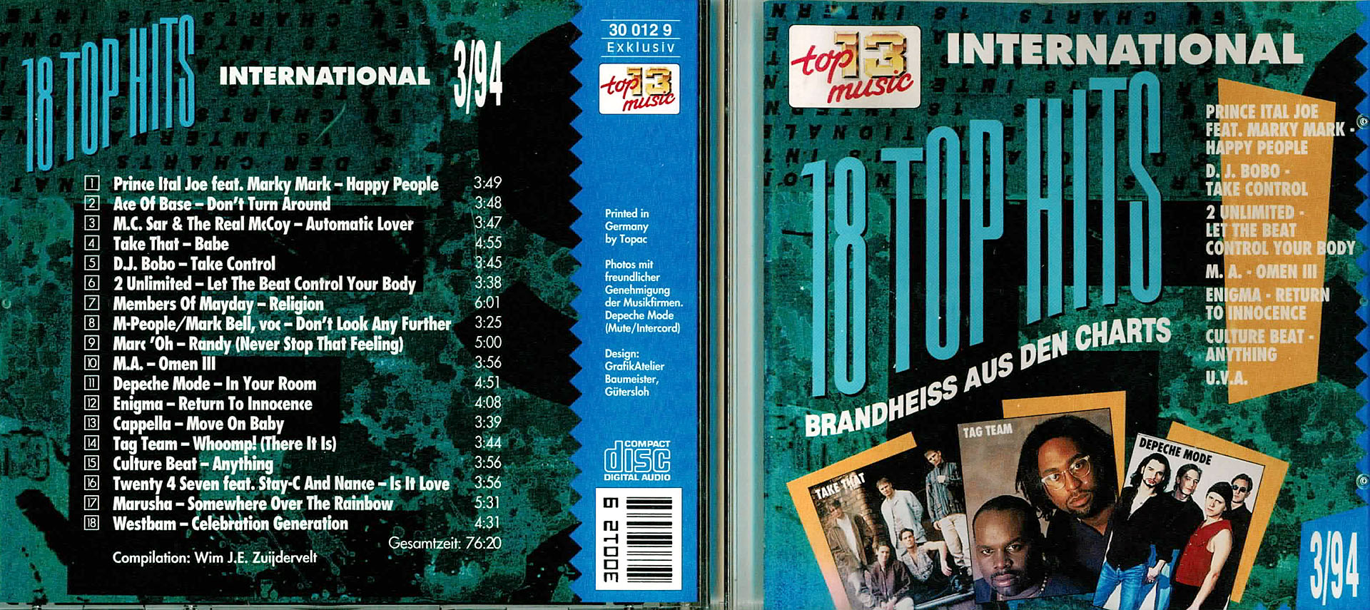 18 Top Hits aus den Charts 3/94 - Prince Ital Joe Feat. Mark Mark / D.J. Bobo / 2 Unlimited / M. A. / Enigma u.v.a.m